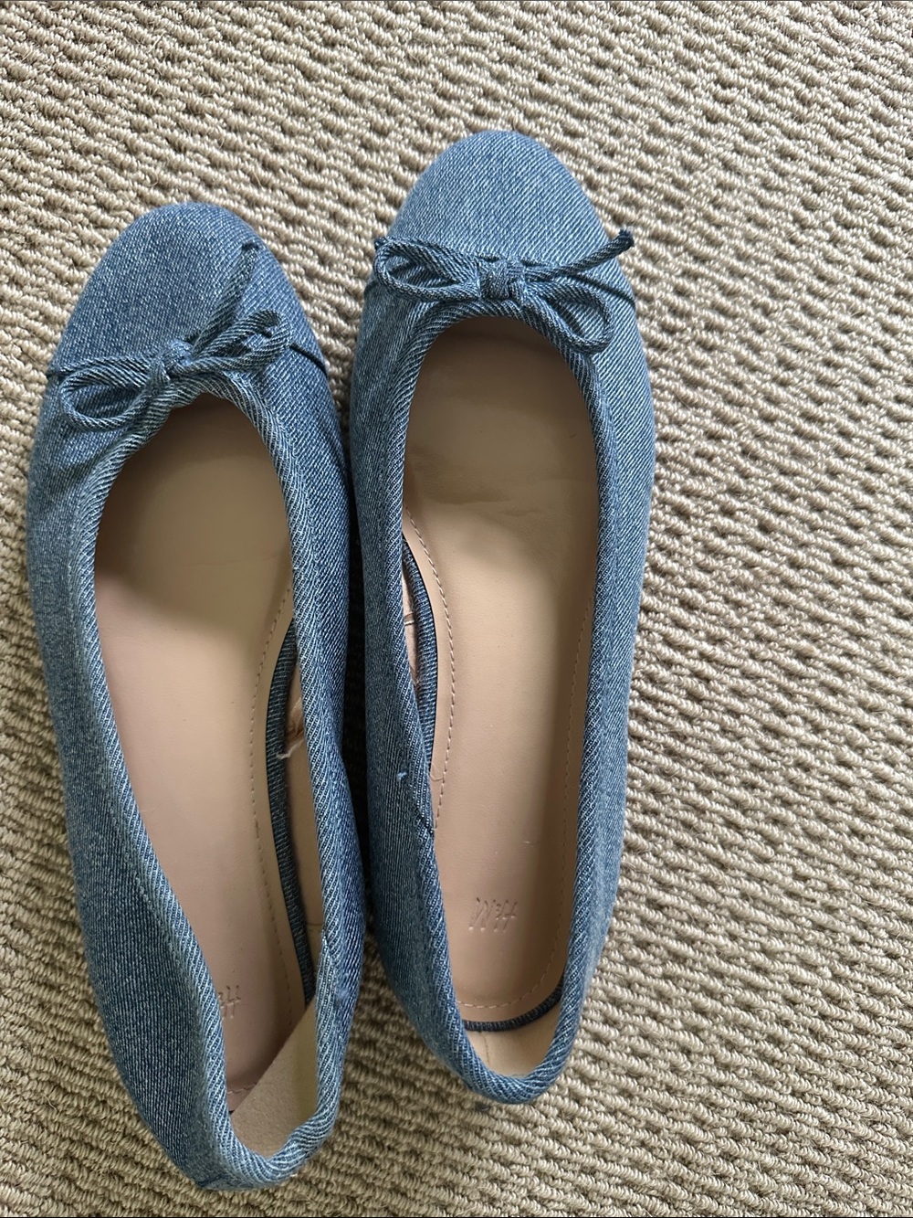 Denim Bow Ballet Flats - 38 H&M